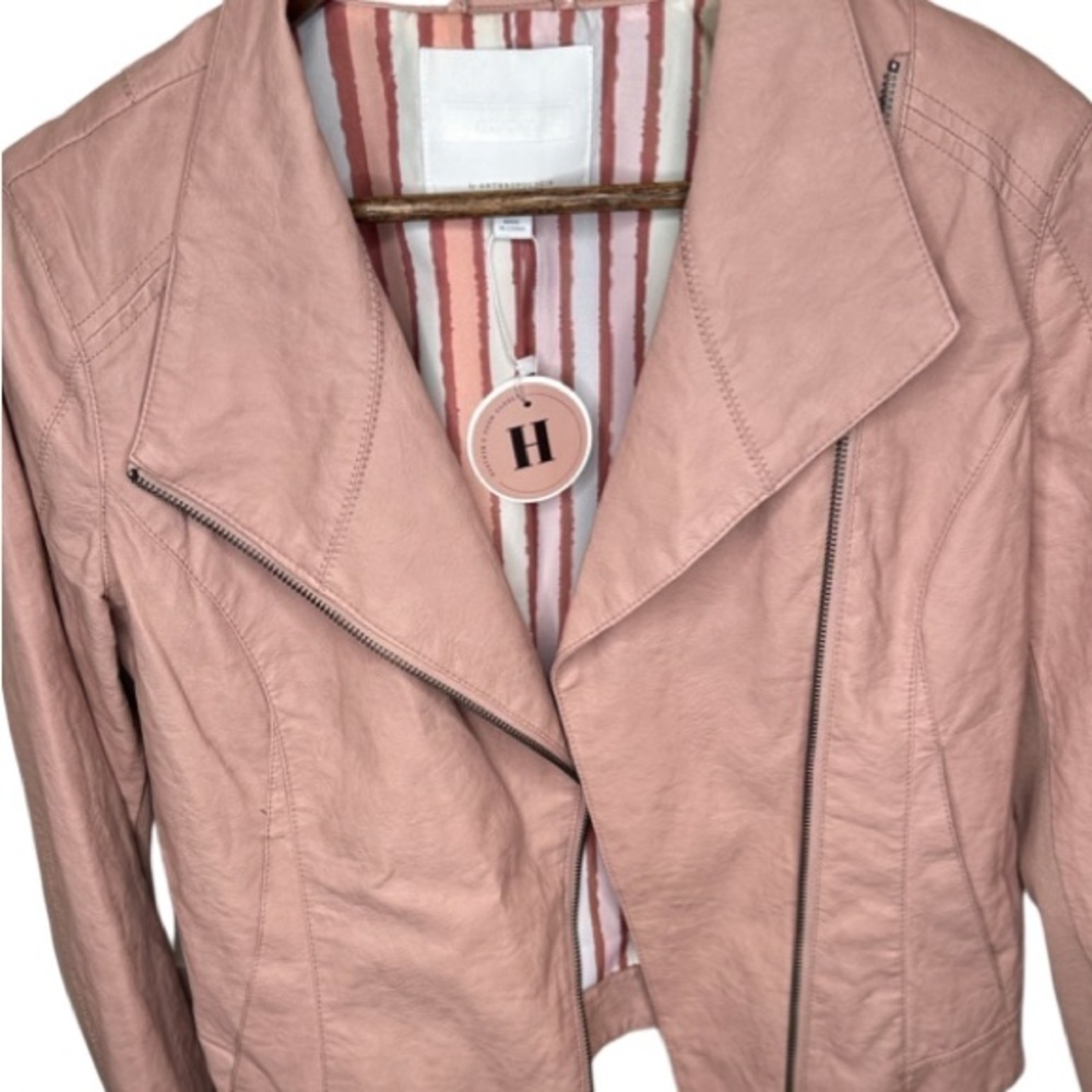 Anthropologie faux leather jacket in adorable dusty rose - Picture 3 of 14